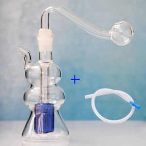 Mini petit tuyau de brûleur à mazout en verre avec bol de 10 mm coloré percolateur barboteurs conduites d'eau clair narguilé tabac bols bleu ensemble complet accessoires pour fumeurs