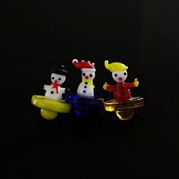 Mini Small Snowman Carb Cap Cartoon Glas Carb Caps Roken Accessoires voor Quartz Banger Wax Dab Tool Groothandel DCC17