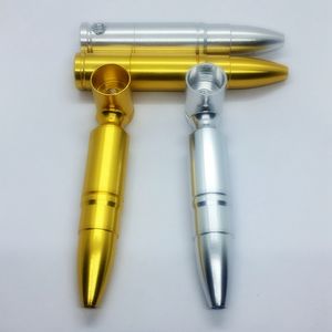 Mini Rooking Gold Silver Aluminium Aluminium Legering Bullet Cartridge Stijl Pijpen Droog Kruid Tabaksfilter Portable Verwijderbare buis Handpijpen Sigarettenhouder DHL