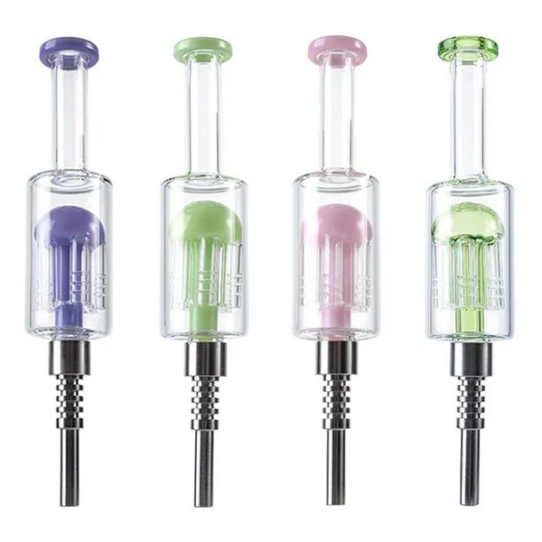 Mini pipa para fumar Kits de colector de néctar Hookahs Concentrado de paja 14 mm NC Kit con titanio Nail Dab Straws Portable Dab Rigs Small Bongs