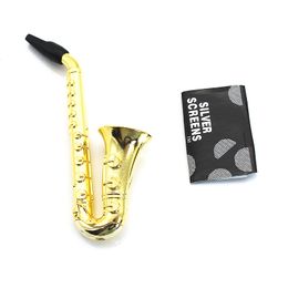 Mini pipe à fumer Saxophone trompette forme métal aluminium tabac tuyaux nouveauté articles cadeau broyeur fumée outils