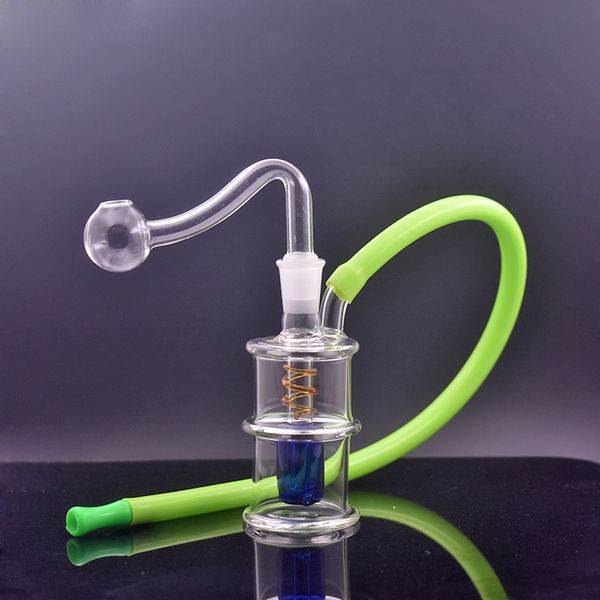 Mini pipe à eau pour fumer 10mm femelle Bong en verre Hookahs portable Recycler ash catcher Oil Dab Rigs Avec tuyau de brûleur à mazout mâle ou tuyau de couleur bol moins cher