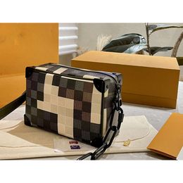 Mini Soft Trunk 24 S/S Designer Men Crossbody Bag Damoflage canvas lederen pixel patroon enkele schoudertas ketting decoratie handtas M24581