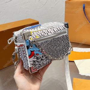 Mini coffre souple mode sacs à bandoulière concepteur de luxe bandoulière femmes Graffiti sac à main en cuir sac organisateur haute qualité étuis à cosmétiques unisexe sacs à main portefeuille
