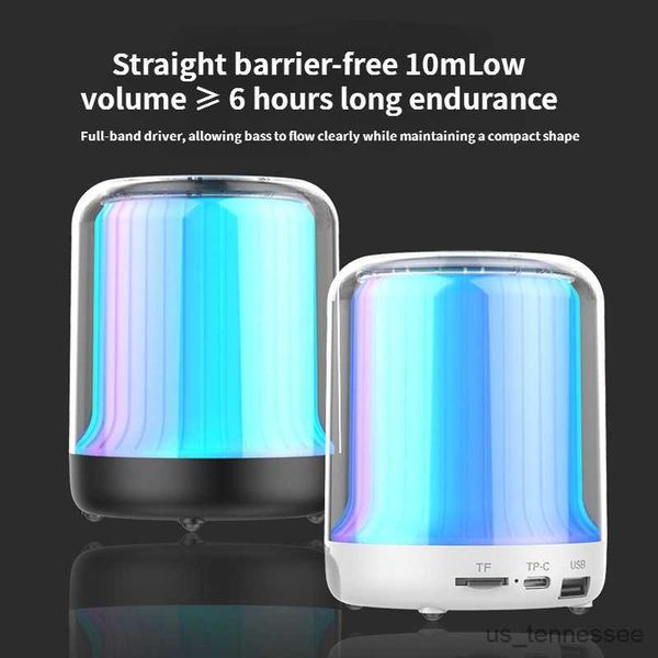 Mini haut-parleurs 2023 New Seven Rainbow Light Haut-parleur sans fil Bluetooth Haute qualité Voiture Mini Audio Subwoofer Haut-parleurs domestiques pour Lap R230621