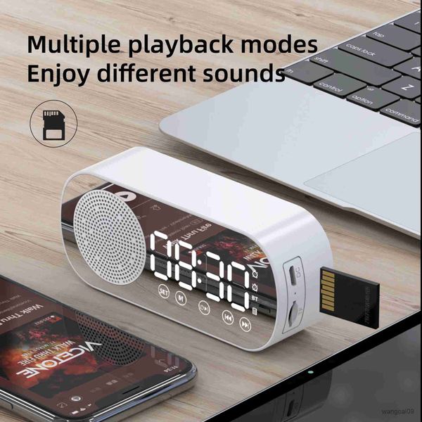 Mini haut-parleurs Bluetooth Audio cadeau réveil miroir horloge Audio petit haut-parleur