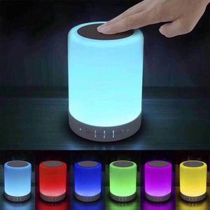 Mini haut-parleurs Mini haut-parleur bluetooth portable contrôle tactile couleurs veilleuse lampe de musique intelligente haut-parleur LED haut-parleur subwoofer carte AUX