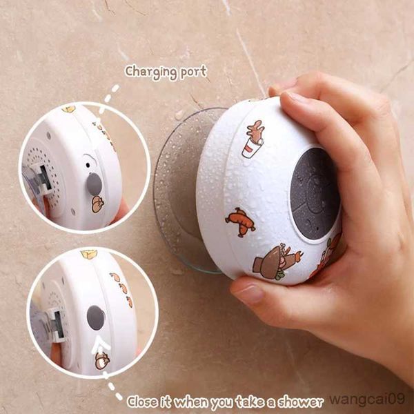 Mini haut-parleurs Mini haut-parleur Bluetooth portable sans fil étanche douche salle de bain pour téléphone avec ventouse amovible et autocollant Soundbox