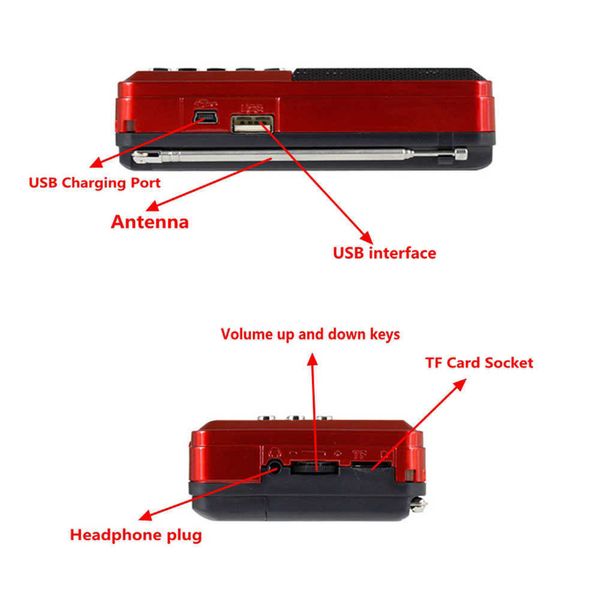 Mini Altavoces Mini Radio Portátil De Mano Recargable Digital USB Reproductor De MP3 Dispositivos De Altavoz Suministros