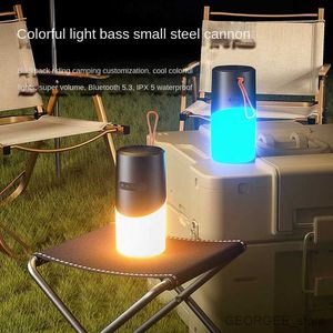 Mini haut-parleurs sans fil Bluetooth haut-parleur extérieur Camping lumières LED colorées carte TF V5.3 lumières d'ambiance stéréo étanches avec micro