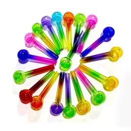 Mini -lepel kleurrijke pyrex glazen olieverbrander pijp 4inch lenght ball dia 30 mm kruidenolie nagels dab rig glazen bongaccessoires