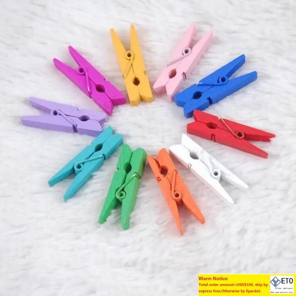 Mini pinzas de resorte pinzas para la ropa hermoso diseño 35mm clavijas artesanales de madera coloridas para colgar ropa papel foto mensaje