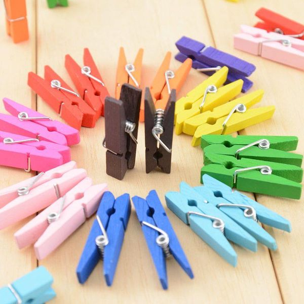 Mini clips de primavera Pinzas para la ropa Hermoso diseño 35 mm Clavijas artesanales de madera coloridas para colgar ropa Papel Tarjetas de mensajes fotográficos Uvbku