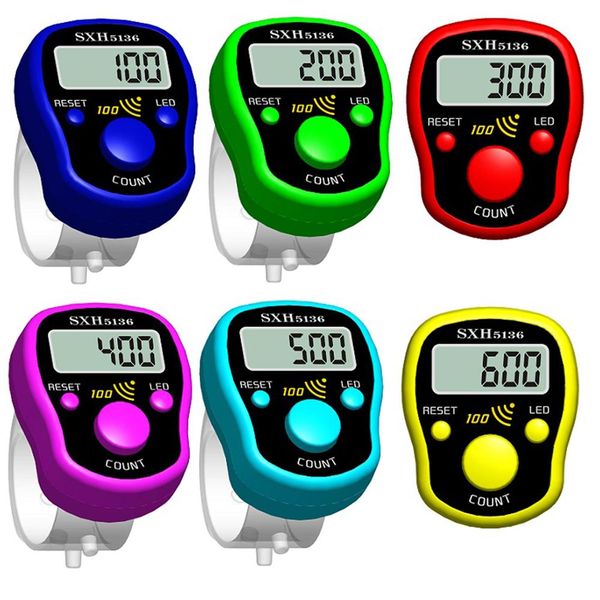 Mini marqueur de point, compteur de doigt de rangée, compteur numérique électronique LCD avec lumière LED pour la couture, outil de tissage de tricot aléatoire