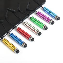 Mini lápiz óptico para pantalla táctil con tapón antipolvo para S7 edge S6 S6 edge iPhone SE 6 6 Plus Capacitancia 11 colores Tablet PC Stylus capacitivo