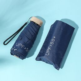 Mini Sun Umbrella Femed UV Protection Sunshade Sunshine Rain Rain Marimbre à double usage cinq fois ultra-léger Compact Pocket Travel Parasol W0230