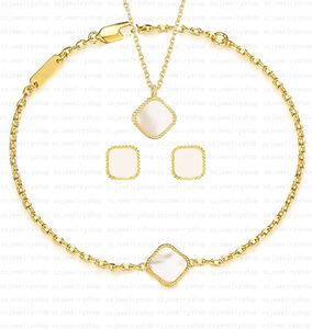 Mini dulce de alta calidad clásico 4/cuatro hojas trébol encanto pulsera pendiente collar 18 quilates oro ágata concha nácar para mujeres niñas joyería de boda regalos de mujer