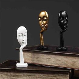 Mini Think Over Figure Sculpture Resin Statue Handicraft Ornament Tabletop Festival Gift 210924