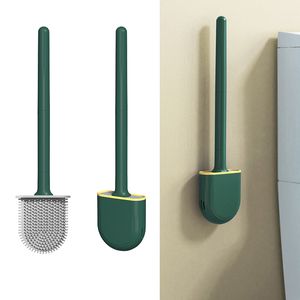 Mini brosse de toilette, bol Flexible, tête de nettoyage avec poils en Silicone, support mural pour accessoires de nettoyage de salle de bain