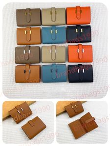 Mini Top Kwaliteit Purse Soft Togo Leather Cowkin Short Wallets Gold Silver Hardware Women Card Holders Fashion Bags 9856 met serienummer