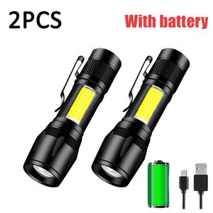 Mini torche LED lampe de poche rechargeable éclairage Portable USB charge lampe de poche haute puissance banque Camping étanche longue portée lanterne