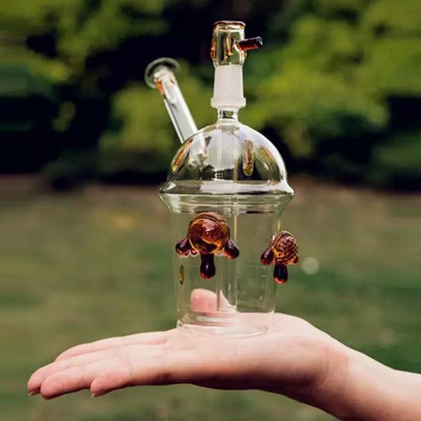 Mini tortue narguilés barboteur Starbuck tasse bécher verre Bong Heady fumer Dab plate-forme cendres Dab petit recycleur conduites d'eau