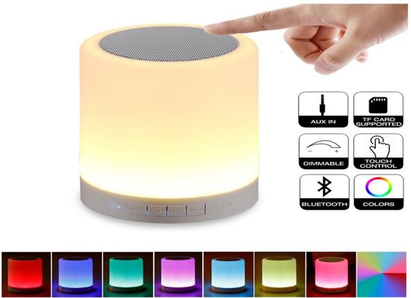 Mini lámpara táctil Altavoz inalámbrico LED Luz colorida Altavoz portátil Construido en batería de 1200 mAh Alta calidad para uso en el hogar al aire libre 7896938