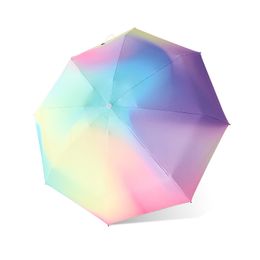 Mini paraguas de viaje para el sol y la lluvia, pequeño paraguas plegable UV compacto con funda, 8 varillas, paraguas ligero Anti-UV