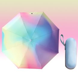 Mini paraguas de viaje para niña, regalo de negocios, logotipo personalizado, paraguas plegable soleado, paraguas ligero colorido, H23-25
