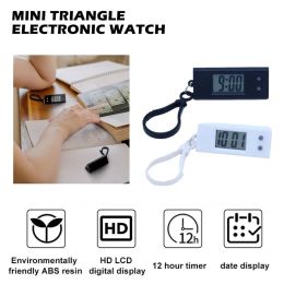 Mini triángulo Reloj Electronic Watch ABS LCD Digital Portable Examen Estudio Estudio Biblioteca Reloj Black White Color