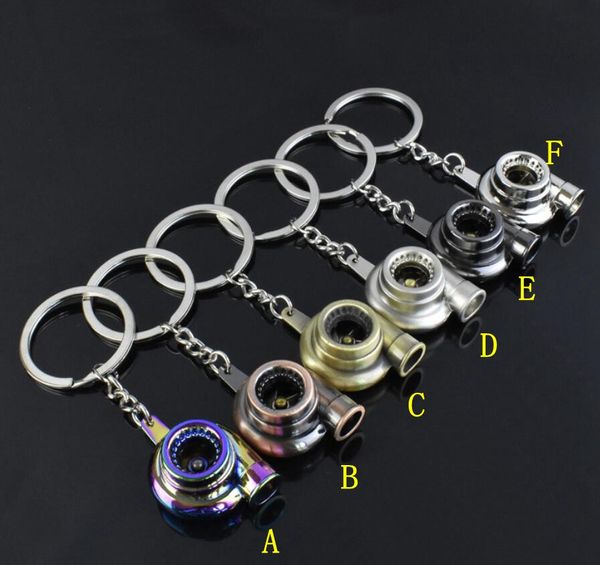 Mini Turbo Turbocompresor Llavero de metal Turbina giratoria Llavero Anillo Llavero Llavero Accesorios interiores del coche 7 colores Buena calidad