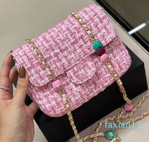 Mini sac à bandoulière en Tweed marque française de luxe pour femmes sac à bandoulière automne hiver nouveau Paris Double lettre haute qualité luxueux sac à main à rabat 17CM