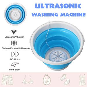 Mini ultrasone turbine wasmachine opvouwbare emmer USB waskleding reinigingsmiddel voor huis slaapzalen reizen snel schoon2425