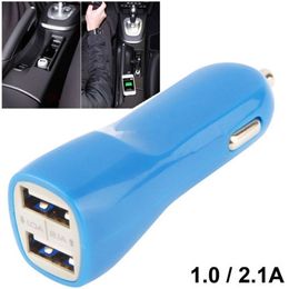 Mini universel 5 V-2.1A/1A double Port USB adaptateur de chargeur de voiture de voyage pour téléphone portable tablette PC 100 pcs/lot