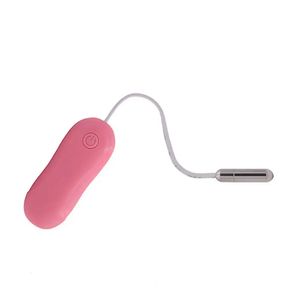 Mini vibrateur d'urètre dilatateur rose en acier inoxydable bouchon étanche sonde d'urètre oeuf vibrant 10 fréquence masturbation jouet sexuel 240130