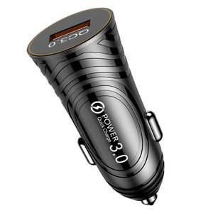 Adaptateur de chargeur de voiture mini USB QC3.0 Charge rapide 3A LED LED Light Bullet Head Head-Chargeur pour téléphone portable Tablet GPS