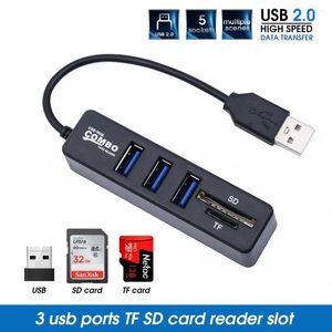 Mini USB Hub 2.0 Multi Splitter 3 -poort met TF -kaartlezer 5 HAB -adapter voor pc -accessoires