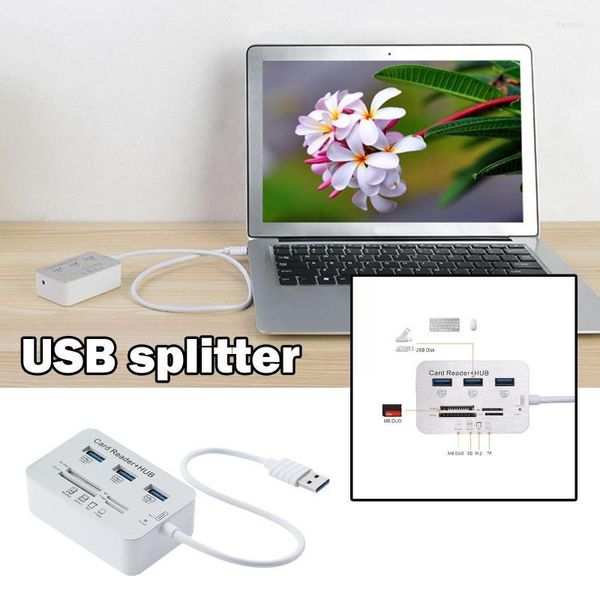 Mini Usb Hub 3,0 lector de tarjetas múltiples de alta velocidad con Ms/sd/m2/tf cubierta divisora de 3 puertos para ordenador portátil R0h7