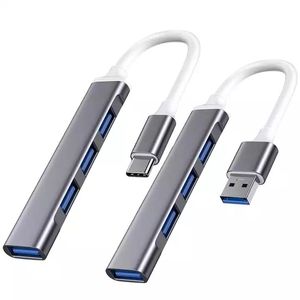 Extensiones de concentrador mini USB Expansor USB 3.0 de 4 puertos Estación adaptadora de concentrador USB 2.0 Portátil ultradelgado Aplicable para computadora portátil, iMac Pro, MacBook Air, PC portátil, divisor de aluminio