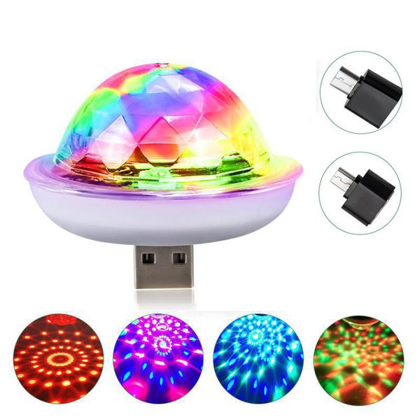 Mini USB LED Disco DJ Efectos de escenario Luz Portátil Fiesta familiar Bola Luces coloridas Bar Club Efecto Lámpara Iluminación para teléfono móvil