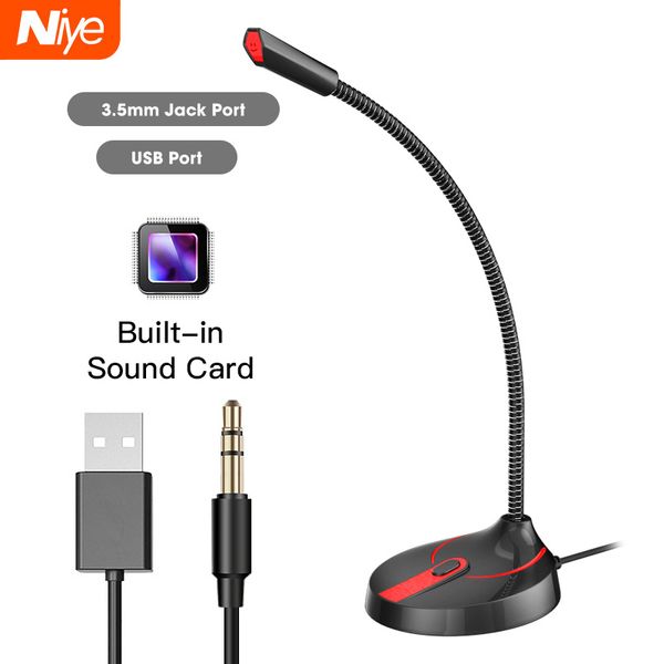 Mini micrófono USB, altavoces de voz para estudio, conector Jack de 3,5mm, micrófonos con cable, PC, ordenador portátil, altavoz para Notebook