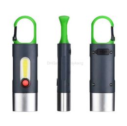 Mini linternas recargables USB Llavero portátil linterna antorcha LED cob Luces de camping Senderismo al aire libre camping bolsillo Lámpara Llavero Antorchas Alkingline