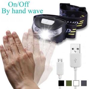 Mini USB Oplaadbare LED-koplamp 4000Lm Body Motion Sensor Koplamp Camping Zaklamp Head Light Torch Lamp Met batterij Fish hunt lamp