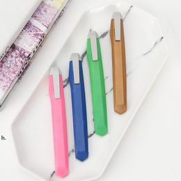 Mini cuchillo de utilidad para oficina, escuela, estudiante, cortadores de papel, colores dulces, paquete multifunción, cuchillo exprés DIY RRD13229