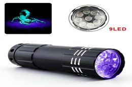 Mini UV LED zaklamp Violet Licht 9Led Torch Lamp Battery Ultraviolet Flash Light voor antifake -gelddetector Urine Scorpion5883583