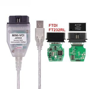 Mini VCI V16.00.017 Herramientas de diagnóstico Último chip FTDI FT232RL Alto rendimiento OBD SAEJ2534 para Toyota/Lexus Mini-VCI TIS Techstream Herramienta de detección