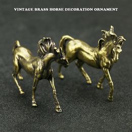 Mini Vintage Metal Brass Horse Statue Pocket Running Sculpture Home Office School Bureau Ornement Decorative Toy Gift 240517
