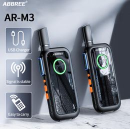 Mini-walkie talkie abbree ar m3 uhf longue gamme double ppt usb charge communicateur portable radio bidiromutière pour el chasse 2207281262716