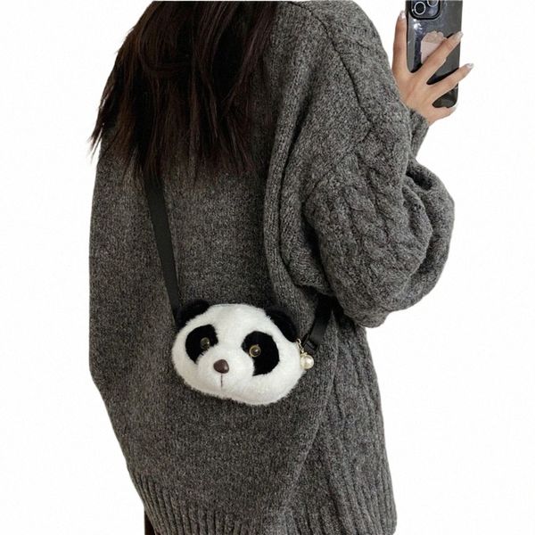 Mini billetera de peluche Panda, bolso de hombro, bolso lindo, bolso, bolso cruzado, bolso de maquillaje, mochila escolar, muñeca de felpa al aire libre H0QN #