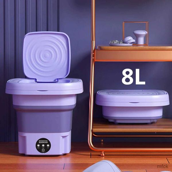 Mini lavadoras 6L 8L Lavadoras portátiles plegables de gran capacidad con secadora para ropa Viajes Ropa interior para el hogar Calcetines Mini lavadora Niños